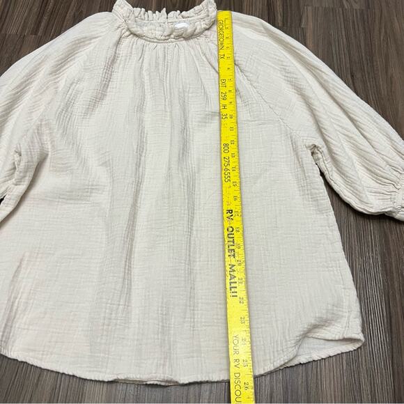 Anthro Sundays Alex Gauze Top 2 Women Cottagecore Coastal Grandmacore Natural - Picture 7 of 9